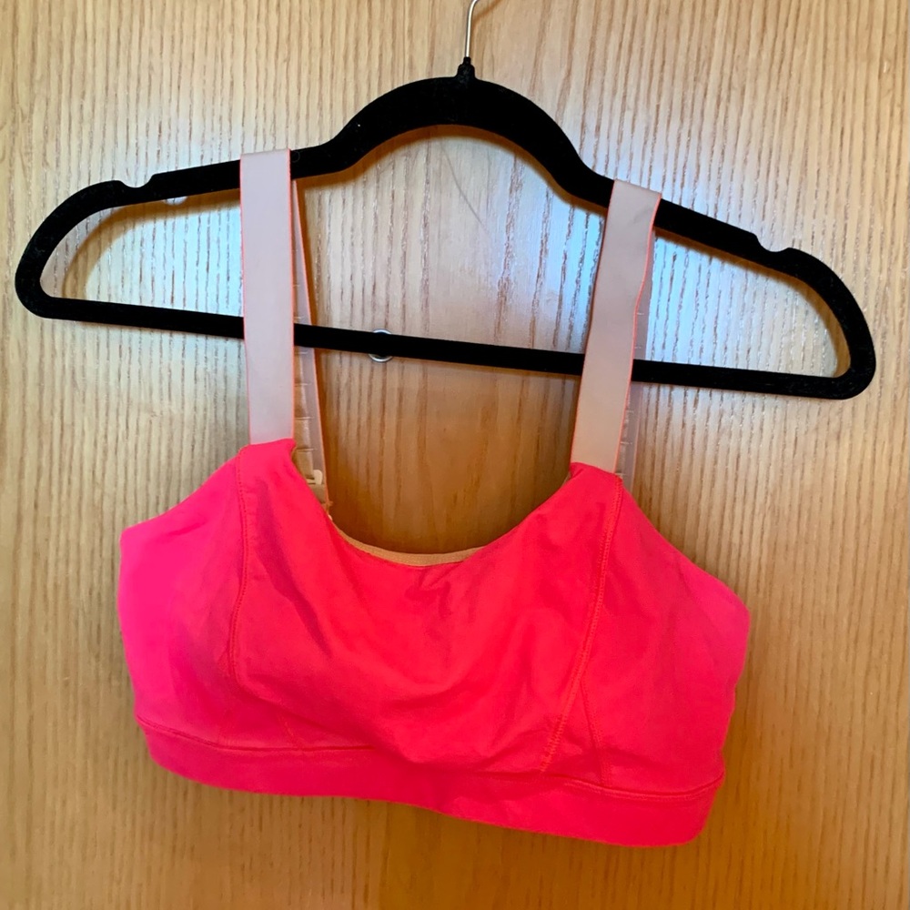 EUC Lululemon Hot Pink Wide Strap Convertible Sports Bra- Size 8